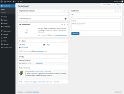 Page screenshot: Dashboard &lsaquo; Test site &mdash; WordPress