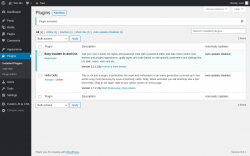 Page screenshot: Plugins &lsaquo; Test site &mdash; WordPress