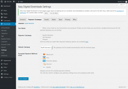 Page screenshot: Downloads → Settings → Payment Gateways