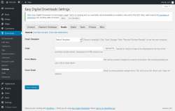 Page screenshot: Downloads → Settings → Emails