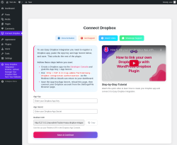Page screenshot: Connect Dropbox &lsaquo; Test site &mdash; WordPress
