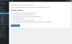 Page screenshot: Easy Social Feed → Affiliation