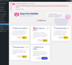 Page screenshot: Easy Form Builder → Add-ons