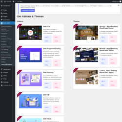 Page screenshot: Easy Hotel → Themes & Addons