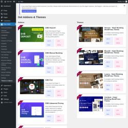 Page screenshot: Easy Hotel → Themes & Addons
