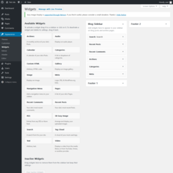 Page screenshot: Widgets &lsaquo; Test site &mdash; WordPress