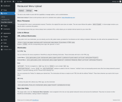 Page screenshot: Media → Easy Menu Upload → Help
