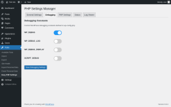 Page screenshot: Tools → Easy PHP Settings → Debugging