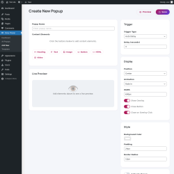 Page screenshot: Easy Popup &rarr; Add New