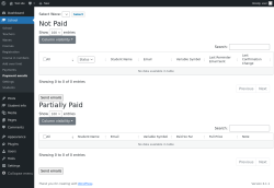 Page screenshot: School → Payment emails