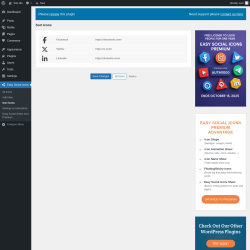 Page screenshot: Easy Social Icons → Sort Icons