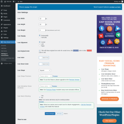 Page screenshot: Easy Social Icons → Settings & Instructions