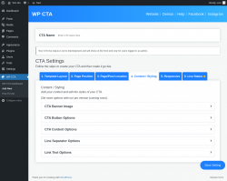 Page screenshot: WP CTA &rarr; Add New &rarr; 4.  Content / Styling