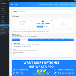 Page screenshot: WP CTA &rarr; Add New &rarr; 2.  Page Position