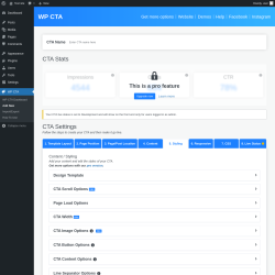 Page screenshot: WP CTA &rarr; Add New &rarr; 5.  Styling