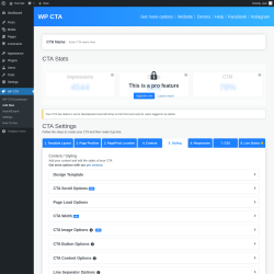 Page screenshot: WP CTA &rarr; Add New &rarr; 5.  Styling