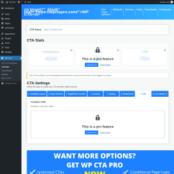 Page screenshot: WP CTA &rarr; Add New &rarr; 7.  CSS
