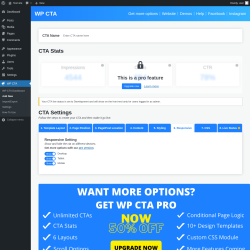 Page screenshot: WP CTA &rarr; Add New &rarr; 6.  Responsive