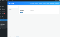 Page screenshot: WP CTA &rarr; Import/Export