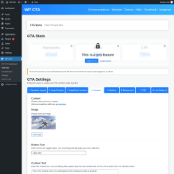 Page screenshot: WP CTA &rarr; Add New &rarr; 4.  Content