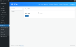 Page screenshot: WP CTA &rarr; Import/Export