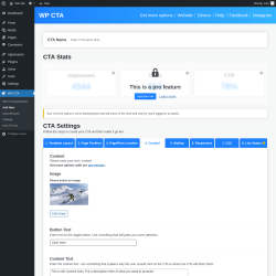 Page screenshot: WP CTA &rarr; Add New &rarr; 4.  Content