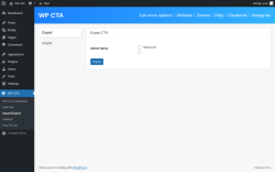 Page screenshot: WP CTA &rarr; Import/Export