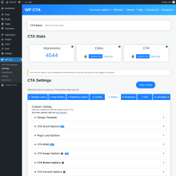 Page screenshot: WP CTA &rarr; Add New &rarr; 5.  Styling