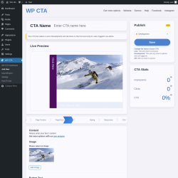 Page screenshot: WP CTA &rarr; Add New &rarr; Content