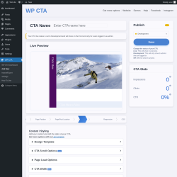 Page screenshot: WP CTA &rarr; Add New &rarr; Styling
