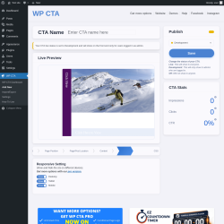 Page screenshot: WP CTA &rarr; Add New &rarr; Responsive