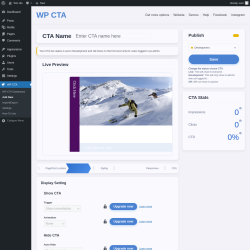 Page screenshot: WP CTA &rarr; Add New &rarr; Display Behaviour