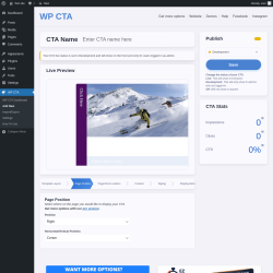 Page screenshot: WP CTA &rarr; Add New &rarr; Page Position