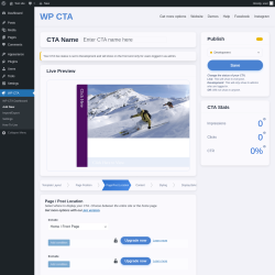 Page screenshot: WP CTA &rarr; Add New &rarr; Page/Post Location