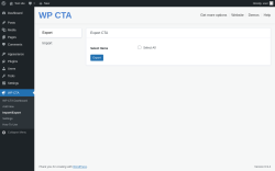Page screenshot: WP CTA &rarr; Import/Export