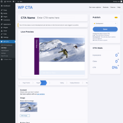 Page screenshot: WP CTA &rarr; Add New &rarr; Content