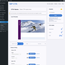 Page screenshot: WP CTA &rarr; Add New &rarr; Display Behaviour