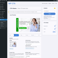 Page screenshot: WP CTA &rarr; Add New &rarr; Content