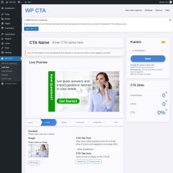 Page screenshot: WP CTA &rarr; Add New &rarr; Content