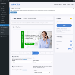 Page screenshot: WP CTA &rarr; Add New &rarr; Placement