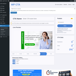Page screenshot: WP CTA &rarr; Add New &rarr; Responsive