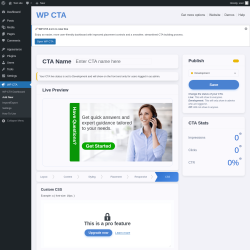 Page screenshot: WP CTA &rarr; Add New &rarr; CSS