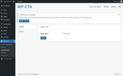 Page screenshot: WP CTA &rarr; Import/Export