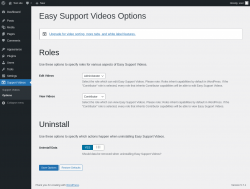Page screenshot: Support Videos &rarr; Options