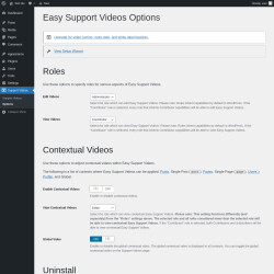 Page screenshot: Support Videos &rarr; Options
