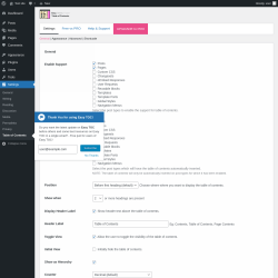 Page screenshot: Settings &rarr; Table of Contents