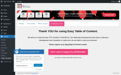 Page screenshot: Table of Contents &lsaquo; Test site &mdash; WordPress