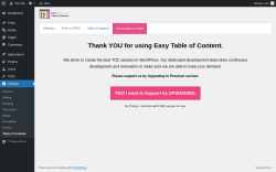 Page screenshot: Table of Contents &lsaquo; Test site &mdash; WordPress