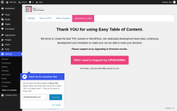 Page screenshot: Table of Contents &lsaquo; Test site &mdash; WordPress