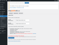 Page screenshot: Tools → Update URLs